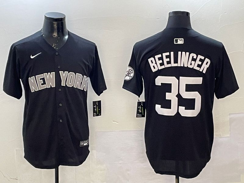 Men New York Yankees 35 Beelinger Black Game Nike 2025 MLB Jersey style 1